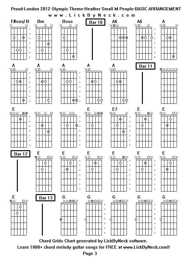 Chord Grids Chart of chord melody fingerstyle guitar song-Proud-London 2012 Olympic Theme-Heather Small M People-BASIC ARRANGEMENT,generated by LickByNeck software.
